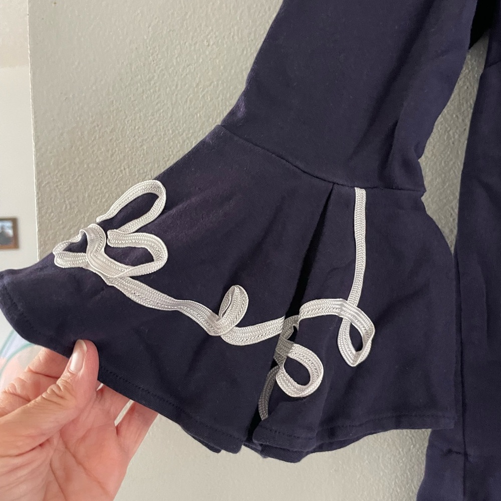 Crown & Ivy Navy Blouse with Embroidered Bell Sleeves - Picture 3 of 6
